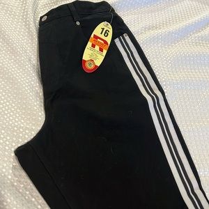 REVOLT BLACK WITH WHITE SPORT STRIPE JEANS 16